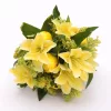 Prémium 40 cm-es citromsárga vegyes művirág csokor – 12 szálas liliom és tulipán dekor kompozíció