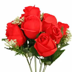   Prémium 50 cm-es vörös műrózsa csokor – 9 rózsafejes dekor virág lakásba és ajándéknak