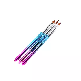   Torch körömépítő ecset szett 3 darabos különböző fejes ecsettel, ombre nyéllel (zselé, porcelán)