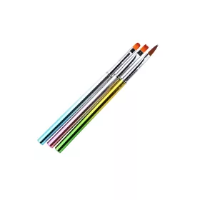   Torch körömépítő ecset szett 3 darabos, metál ombre nyéllel különböző fejekkel (zselé, porcelán)