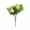 Prémium mesterséges liliom–rózsa virágcsokor 55 cm – 10 szálas dekoratív sárga művirág csokor lakásdekorációhoz