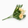 Prémium mesterséges liliom–rózsa virágcsokor 55 cm – 10 szálas dekoratív sárga művirág csokor lakásdekorációhoz