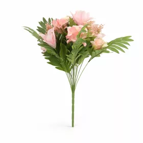   Prémium mesterséges liliom–rózsa virágcsokor 55 cm – 10 szálas rózsaszín dekorációs művirág csokor