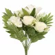 Prémium mesterséges liliom–rózsa virágcsokor 55 cm – 10 szálas fehér dekorációs művirág csokor