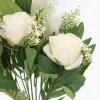 Prémium mesterséges liliom–rózsa virágcsokor 55 cm – 10 szálas fehér dekorációs művirág csokor