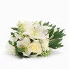 Prémium mesterséges liliom–rózsa virágcsokor 55 cm – 10 szálas fehér dekorációs művirág csokor