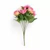 Prémium mesterséges vegyes virágcsokor 50 cm – 10 szálas rózsa és liliom dekorációs művirág csokor pink–fehér színben