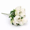 50 cm-es 10 Szálas Fehér Selyem Tulipán Csokor – Elegáns Művirág Dekoráció Otthonra és Esküvőre