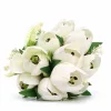 50 cm-es 10 Szálas Fehér Selyem Tulipán Csokor – Elegáns Művirág Dekoráció Otthonra és Esküvőre