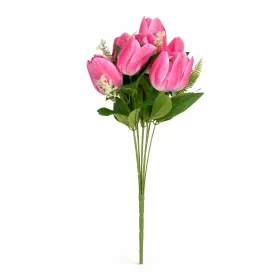   50 cm-es 10 Szálas Pink Selyem Tulipán Csokor – Élénk Művirág Dekoráció Otthonra és Rendezvényre