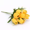 50 cm-es 10 Szálas Sárga Selyem Tulipán Csokor – Élethű Művirág Dekoráció Otthonra és Rendezvényre