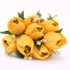 50 cm-es 10 Szálas Sárga Selyem Tulipán Csokor – Élethű Művirág Dekoráció Otthonra és Rendezvényre