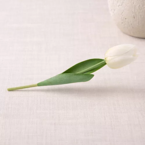 Prémium 56 cm-es fehér műtulipán – vastag, stabil szilikon gumi dekor virág otthonra és rendezvényre
