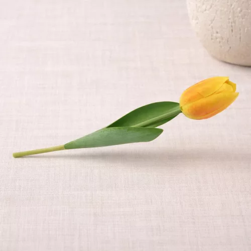 Prémium 56 cm-es sárga műtulipán – vastag, stabil szilikon gumi dekor virág otthonra és rendezvényekre
