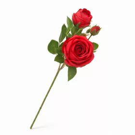   46 cm-es 3 Fejes Piros Selyem Rózsa – Élethű Műrózsa Dekorációhoz