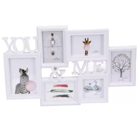   Faliképkeret „YOU & ME” – fehér többképes keret 6 fotó számára 58x36 cm