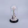 Mesterséges Rózsa fém, Üvegbúrában - Ledes - 20 cm - Fényes arany, Menyasszony és Vőlegény