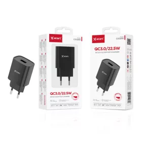 X-start QC3.0 gyorstöltő adapter – 22.5W, fekete