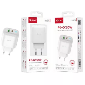   X-start PD+QC 30W gyorstöltő adapter – kettős port, fehér