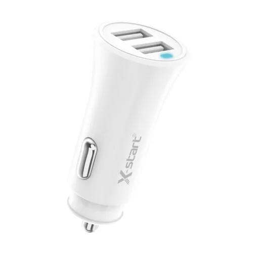 X-start autós USB töltő 3.6A – dupla USB portos gyorstöltő, fehér (Model CC056)