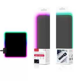   X-Start RGB világító gamer egérpad – kompakt méret, csúszásmentes aljjal, USB csatlakozással (250×350 mm)