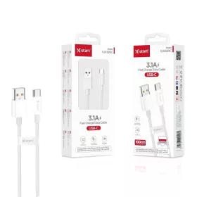   X-start 3.1A USB-C gyors töltésű fonott adatkábel – 1 m, fehér