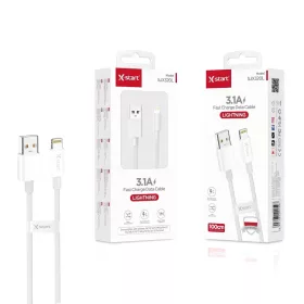   X-start Lightning adatkábel 1 m – 3.1A gyors töltés, fehér fonott kivitel iPhone készülékekhez
