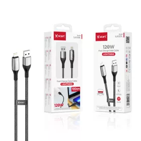   X-start Lightning adatkábel 1 m – 120W szupergyors töltés, fonott kivitel iPhone készülékekhez