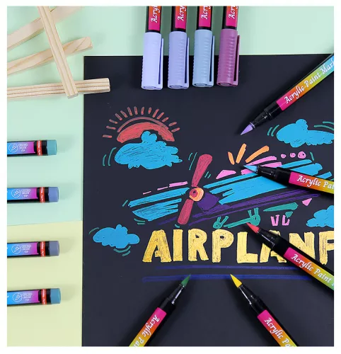 24 színű akril festék marker készlet rugalmas ecsetheggyel – Brush Tip Acrylic Paint Marker