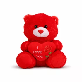   Plüss maci „I LOVE YOU” szívvel – piros plüss játék 21 cm, romantikus ajándék