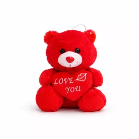   Plüss maci „Love You” szívvel – piros plüss játék 21 cm, romantikus ajándék