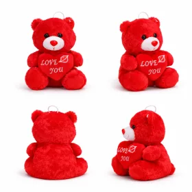   Plüss maci „Love You” szívvel – piros plüss játék 21 cm, romantikus ajándék