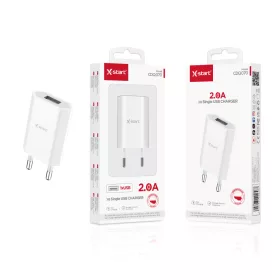   X-start hálózati USB töltő 2.0A – egyportos gyors töltő, fehér (Model CDQ070)