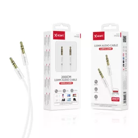   X-Start YPX016 3.5mm sztereó audiókábel – 200 cm, prémium aranyozott csatlakozó, fehér