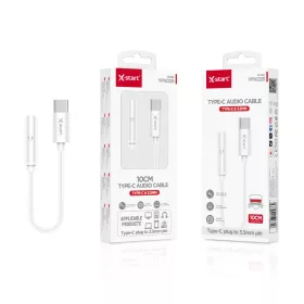   X-Start Type-C – 3.5 mm audio adapter kábel, 10 cm – fehér, sztereó hangátvitel telefonhoz és fülhallgatóhoz