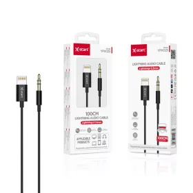   X-Start Lightning – 3.5 mm audio kábel, 100 cm – fekete, prémium iPhone hangkábel autóhoz és fejhallgatóhoz
