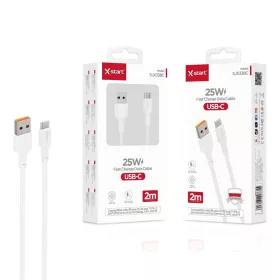   X-start 25W USB-C gyors töltésű adatkábel – 2 m, fehér