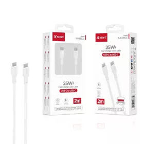   X-start USB-C – USB-C gyors töltésű adatkábel – 25W, 2m, fehér