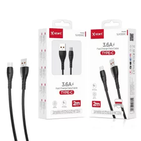   X-start 3.6A TYPE-C gyors töltésű adatkábel – 2 m, fekete