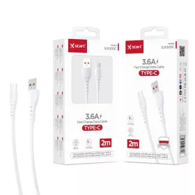   X-start 3.6A TYPE-C gyors töltésű adatkábel – 2 m, fehér