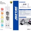 JORTAN hosszabbító 2 aljzattal, 2 USB és 2 USB-C porttal, LED jelzőfénnyel, 2 m kábel