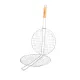 Kerek BBQ grill rács fa nyéllel – zárható barbecue sütőrács 30 cm átmérővel