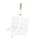Dupla grill rács fa nyéllel – zárható BBQ sütőrács 51×34 cm