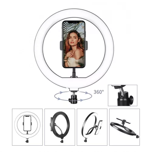 Selfie LED lámpa, fényerő szabályzóval, 3 színhőmérséklet 30 cm