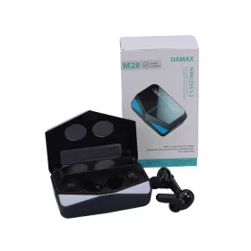 DAMAX M28 headset wireless 5.3 - LED-es kijelzővel - fekete