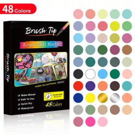   48 színű akril festék marker készlet rugalmas ecsetheggyel – Brush Tip Acrylic Paint Marker