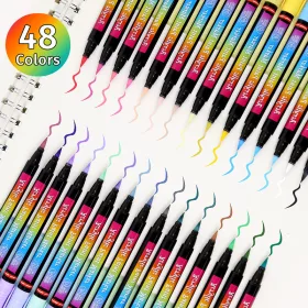   48 színű akril festék marker készlet rugalmas ecsetheggyel – Brush Tip Acrylic Paint Marker