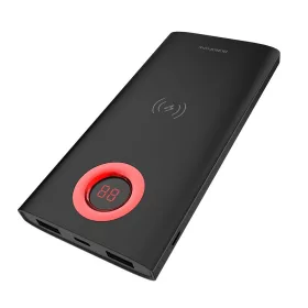   BOROFONE BT16 Power bank vezeték nélküli töltéssel 5W 10000mAh, vezeték nélküli + 2db 2A USB kimenettel,  LED kijelző - Fekete