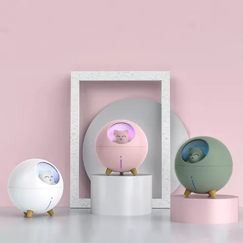 Planet Cat Párásító – 220 ml rózsaszín aromaterápiás  párásító LED világítással