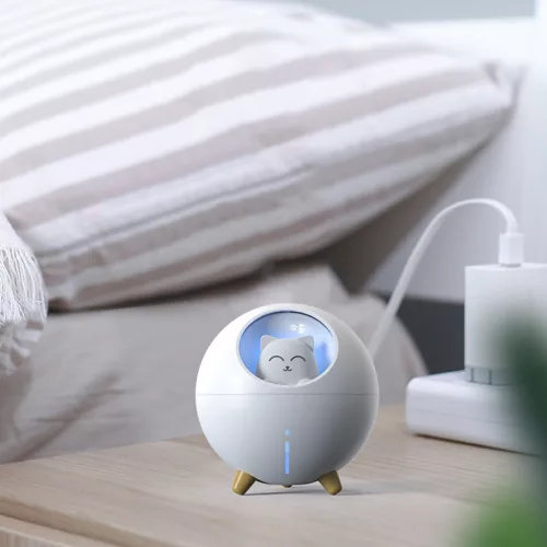 Planet Cat Párásító – 220 ml rózsaszín aromaterápiás  párásító LED világítással